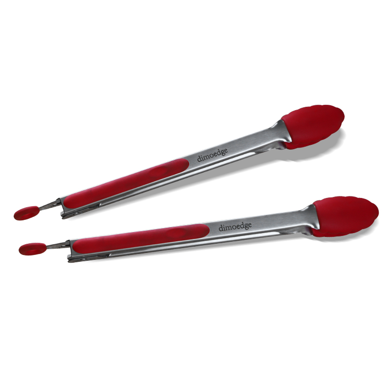 Dimoedge Kitchen Tongs 3-Piece Set – 7", 9", 12" Stainless Steel with Silicone Tips & Hanging Lock