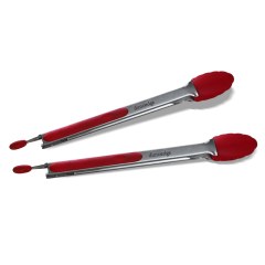 Dimoedge Kitchen Tongs 3-Piece Set – 7", 9", 12" Stainless Steel with Silicone Tips & Hanging Lock