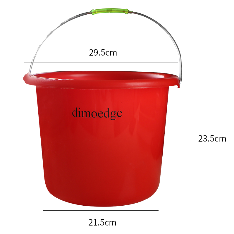 Classic Red Plastic Water Bucket – 29.5cm Top Diameter, 21.5cm Base, 23cm Height, Household Essential