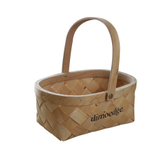 dimoedge Handwoven Bamboo Basket with Handle – 25x18x12cm, Wide Bamboo Strips, Rectangular Storage Organizer