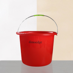 Classic Red Plastic Water Bucket – 29.5cm Top Diameter, 21.5cm Base, 23cm Height, Household Essential