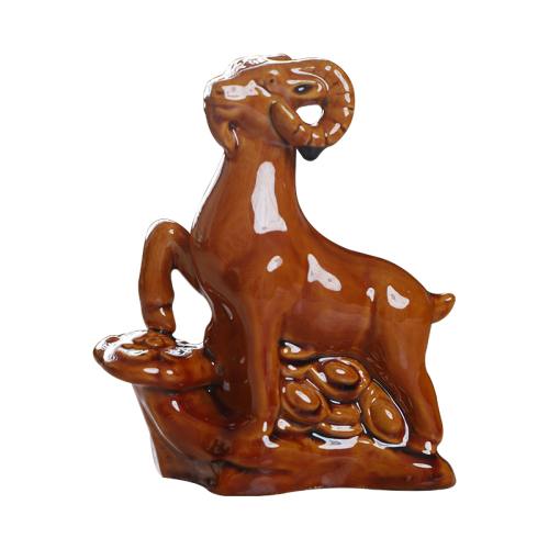 Ceramic Sheep Figurine – 11x4.5x15cm, Earth Yellow Lucky Feng Shui Decor