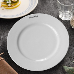Classic White Porcelain Steak Plate – Shallow Round Western Dinner Plate