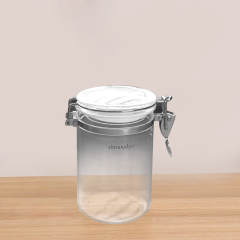 Premium Transparent Airtight Jar with Metal Clamp – Round Sealed Container for Ginseng, Herbs, and Health Supplements