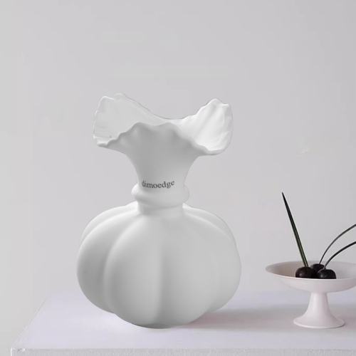 French Embossed Ceramic Vase – Elegant Flower Arrangement Decor for Living Room