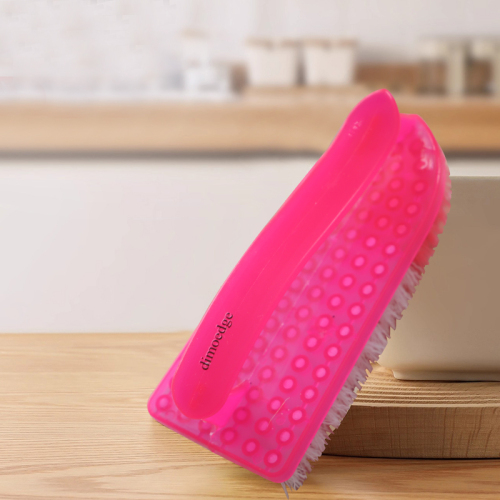 Iron-Shaped Plastic Cleaning Brush with Handle for Laundry and Shoes
