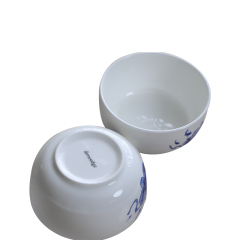 Elegant White Ceramic Bowl with Classic Blue and White Porcelain Pattern