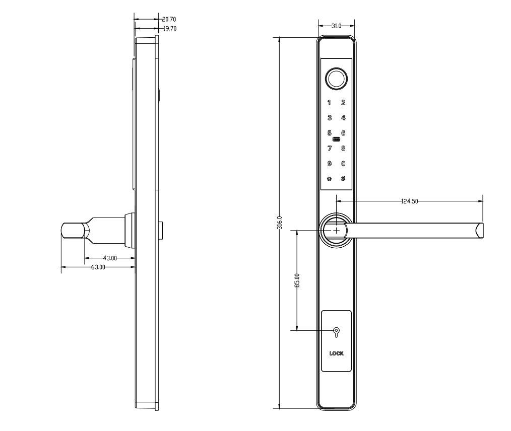 RFTC-D08 单面防水铝合金门断桥铝锁