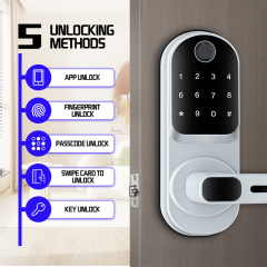 RFTC木门单舌指纹锁免开孔替换球形锁ttlock智能锁涂鸦WiFi