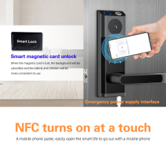 RFTC木门单舌猫眼指纹锁涂鸦WiFi九国语言可视对讲智能锁