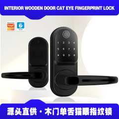 RFTC木门单舌指纹锁免开孔替换球形锁ttlock智能锁涂鸦WiFi