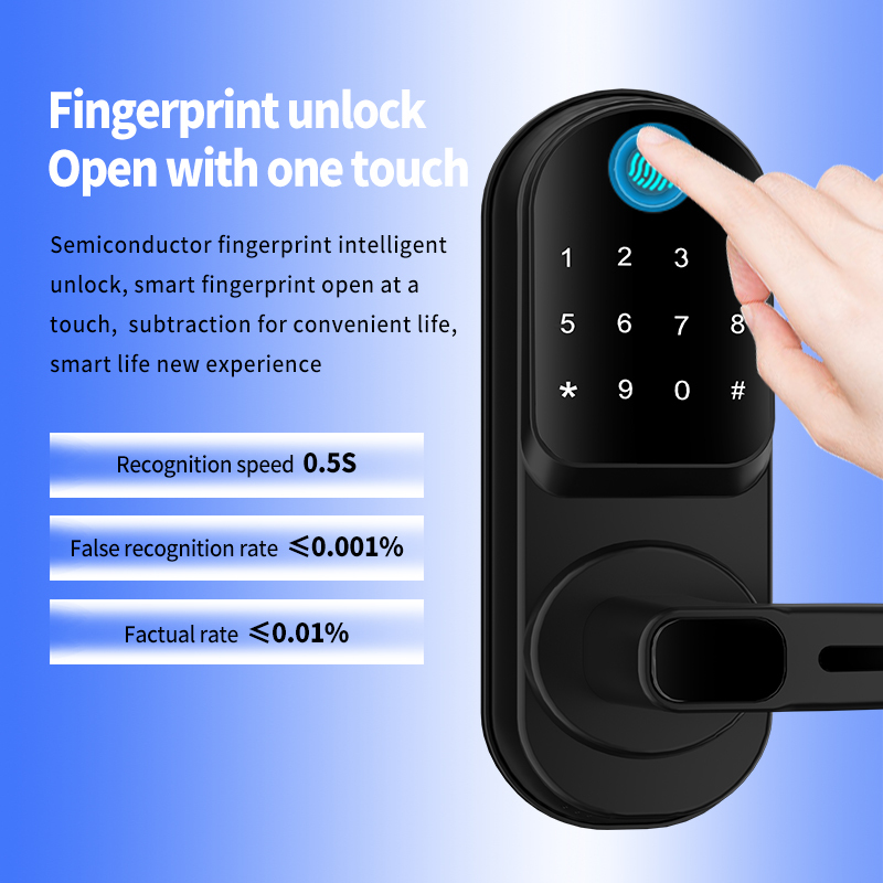 RFTC木门单舌指纹锁免开孔替换球形锁ttlock智能锁涂鸦WiFi