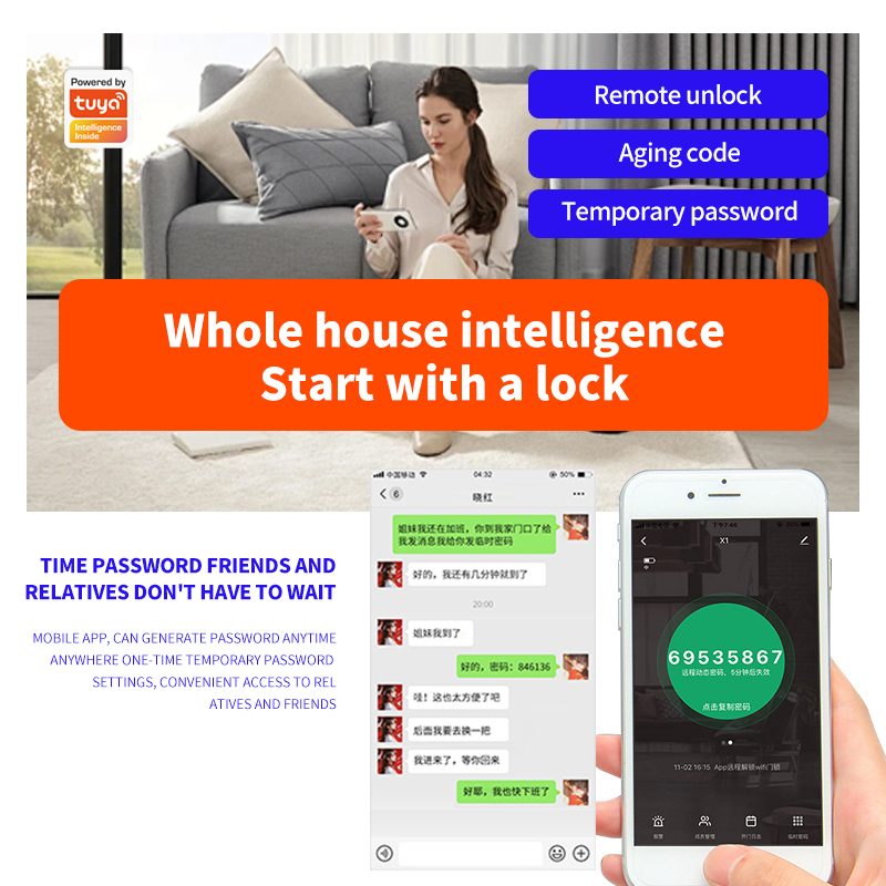 RFTC-木门猫眼锁半自动指纹锁涂鸦WiFi远程开锁