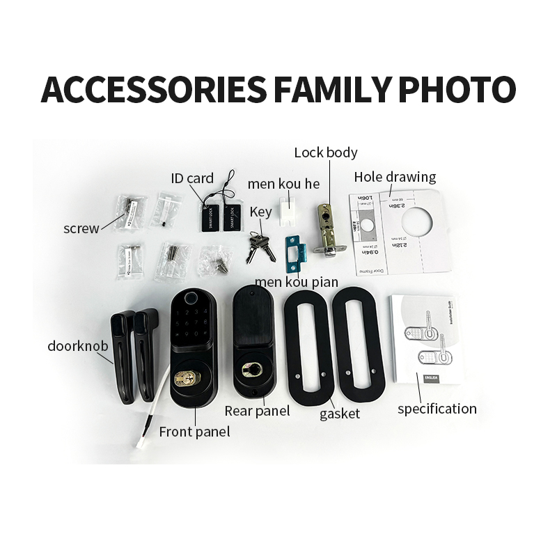 RFTC木门单舌指纹锁免开孔替换球形锁ttlock智能锁涂鸦WiFi