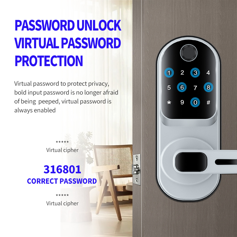 RFTC木门单舌指纹锁免开孔替换球形锁ttlock智能锁涂鸦WiFi