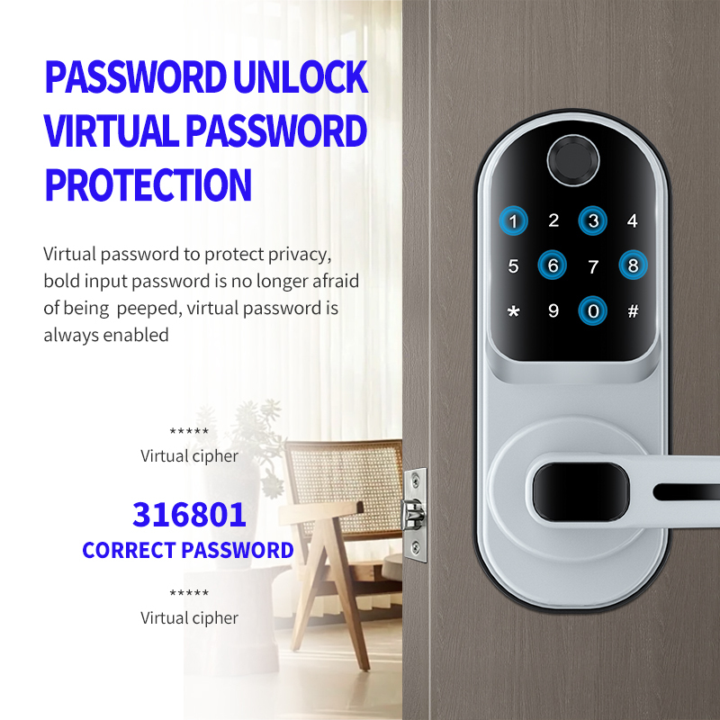 RFTC木门单舌指纹锁免开孔替换球形锁ttlock智能锁涂鸦WiFi