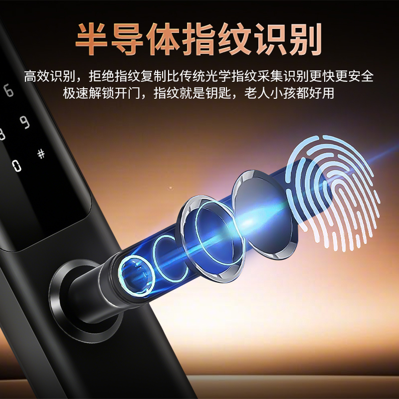 RFTC-木门半自动人脸猫眼掌静脉指纹智能锁涂鸦WiFi远程开锁外贸出口