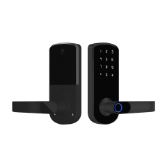 RFTC-木门单舌指纹锁半自动智能锁涂鸦WiFi远程开锁ttlockAPP外贸出口