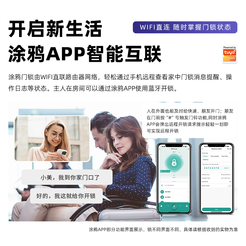 RFTC-室内木门智能锁人脸猫眼掌静脉指纹智能锁带临时密码功能 涂鸦WiFi远程开锁外贸出口