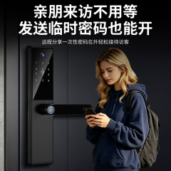 RFTC-猫眼抓拍指纹智能锁办公室木门锁室内锁涂鸦WiFi远程开锁外贸跨境