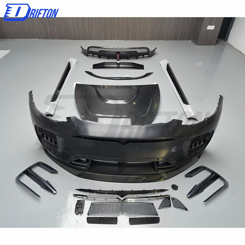 SD Style Dry Carbon Fiber Side Skirt (Add on ) For Tesla Model Y 2020-2021