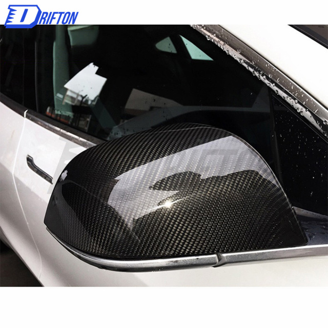 Carbon Fiber Mirror Cover Stick On For Tesla Model Y 2020-2021