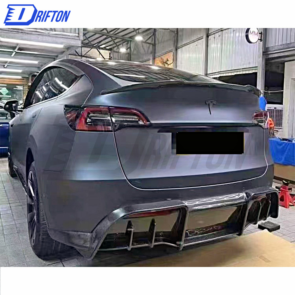 A Style Dry Carbon Fiber Rear Diffuser For Tesla Model Y 2020-2021