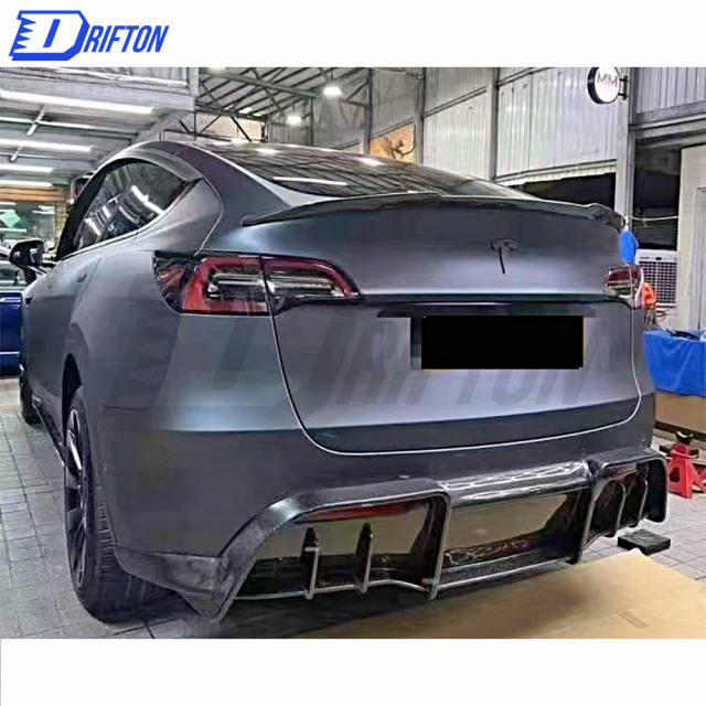 A Style Dry Carbon Fiber Rear Diffuser For Tesla Model Y 2020-2021
