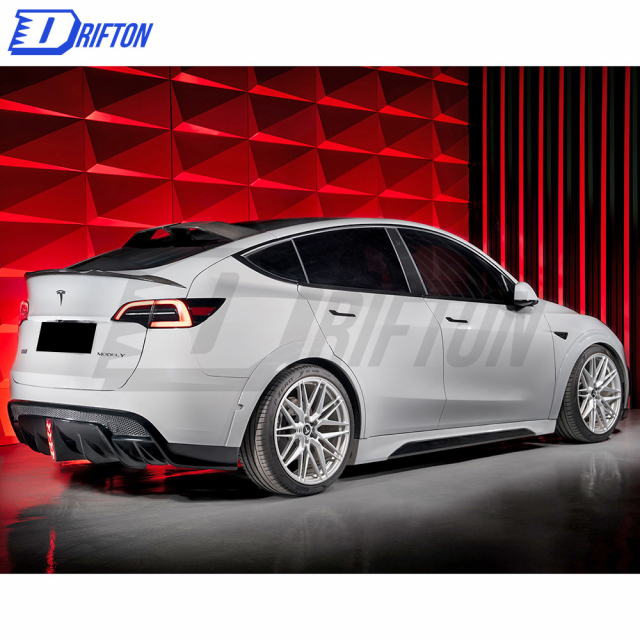 SD Style Dry Carbon Fiber Fender Flare Trim For Tesla Model Y 2020-2021