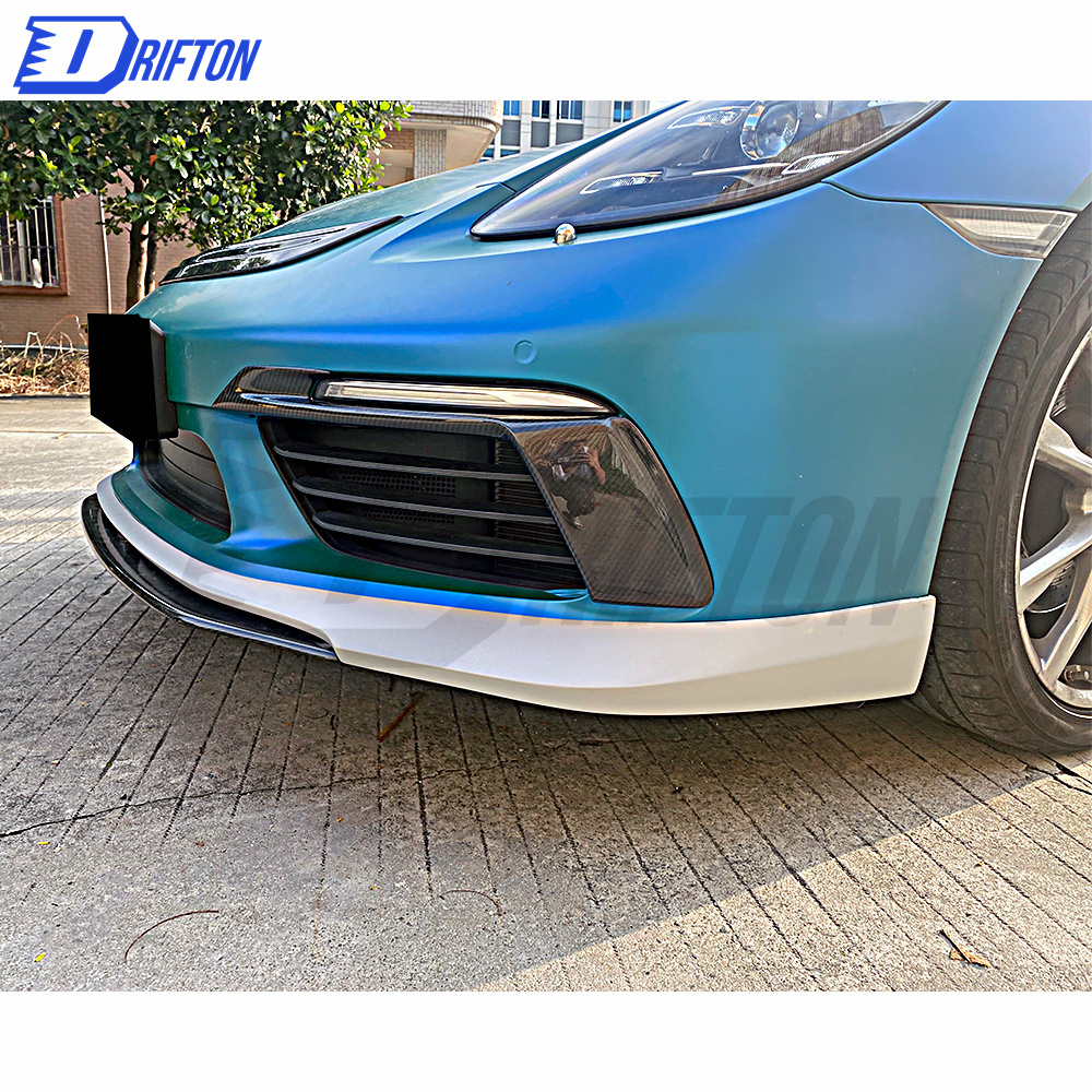 TechArt Style Carbon Fiber (Cfrp) Front Bumper Light Cover For Porsche 718 Cayman Boxster 2016-2020