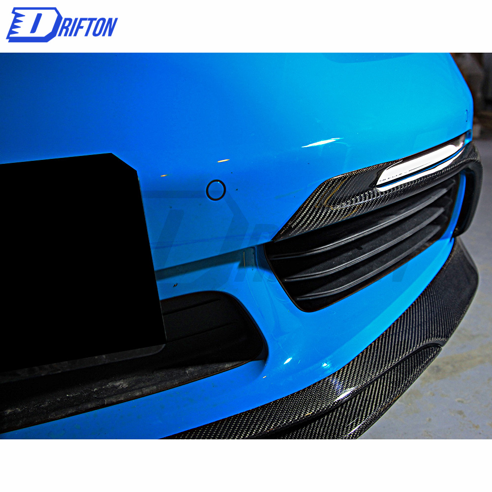 TechArt Style Carbon Fiber (Cfrp) Front Bumper Light Cover For Porsche 718 Cayman Boxster 2016-2020