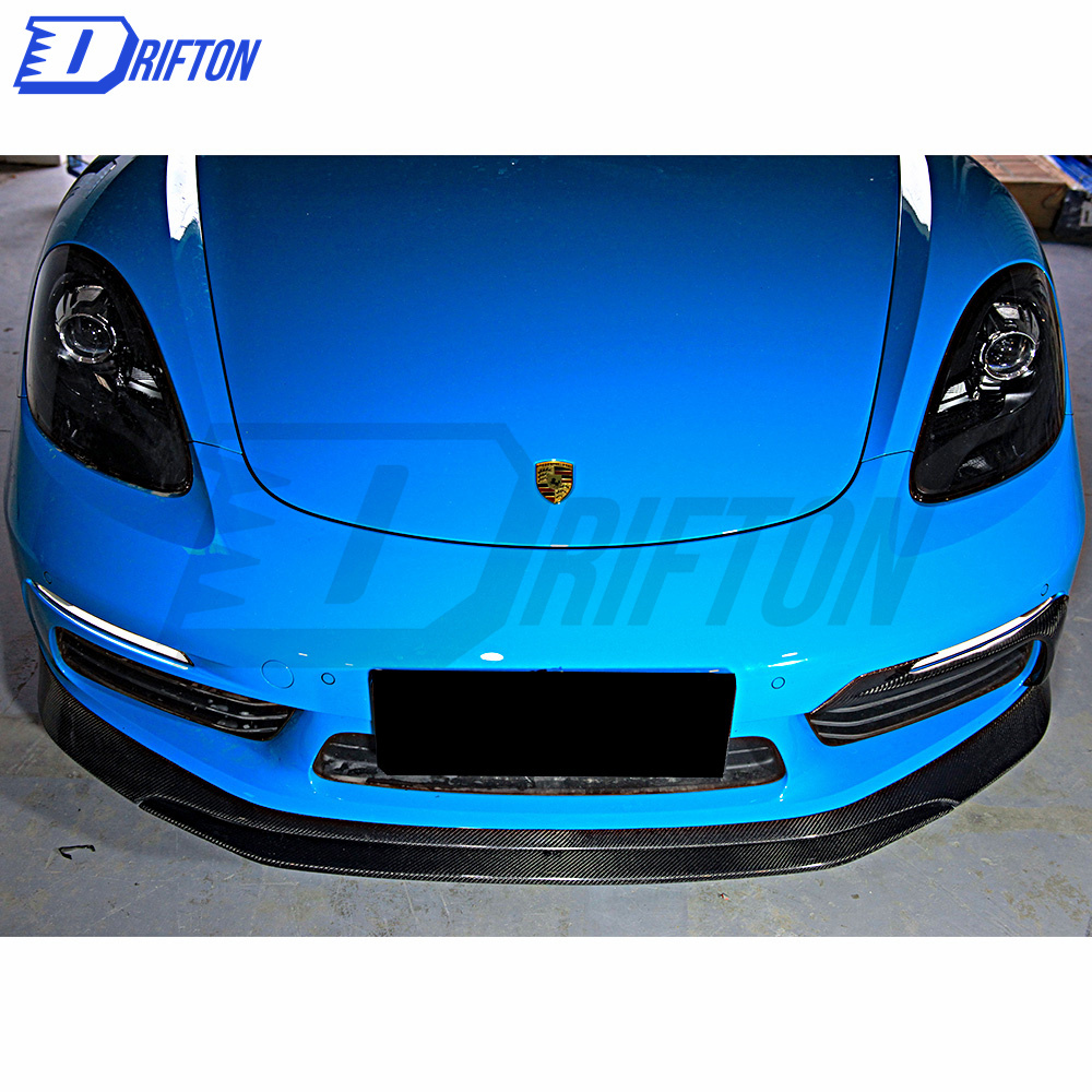 TechArt Style Carbon Fiber (Cfrp) Front Bumper Light Cover For Porsche 718 Cayman Boxster 2016-2020
