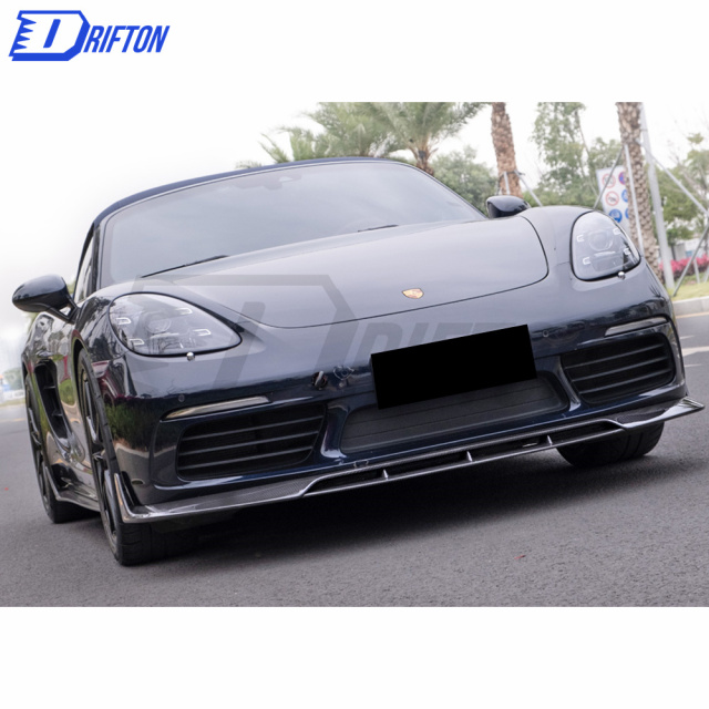 Paktechz Style Dry Carbon Fiber Front Lip For Porsche Boxster Cayman 718 2016-2020