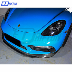 TechArt Style Carbon Fiber (Cfrp) Front Bumper Light Cover For Porsche 718 Cayman Boxster 2016-2020