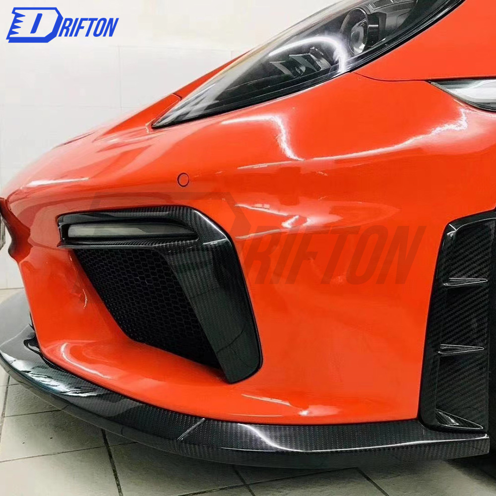 GT4 Style Half Dry Carbon Fiber Front Bumper For Porsche 718 Cayman Boxster 2016-2019