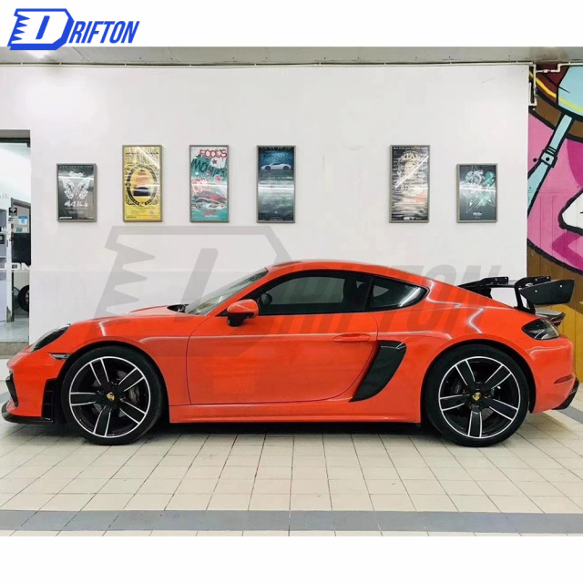 GT4 Style Half Dry Carbon Fiber Front Bumper For Porsche 718 Cayman Boxster 2016-2019