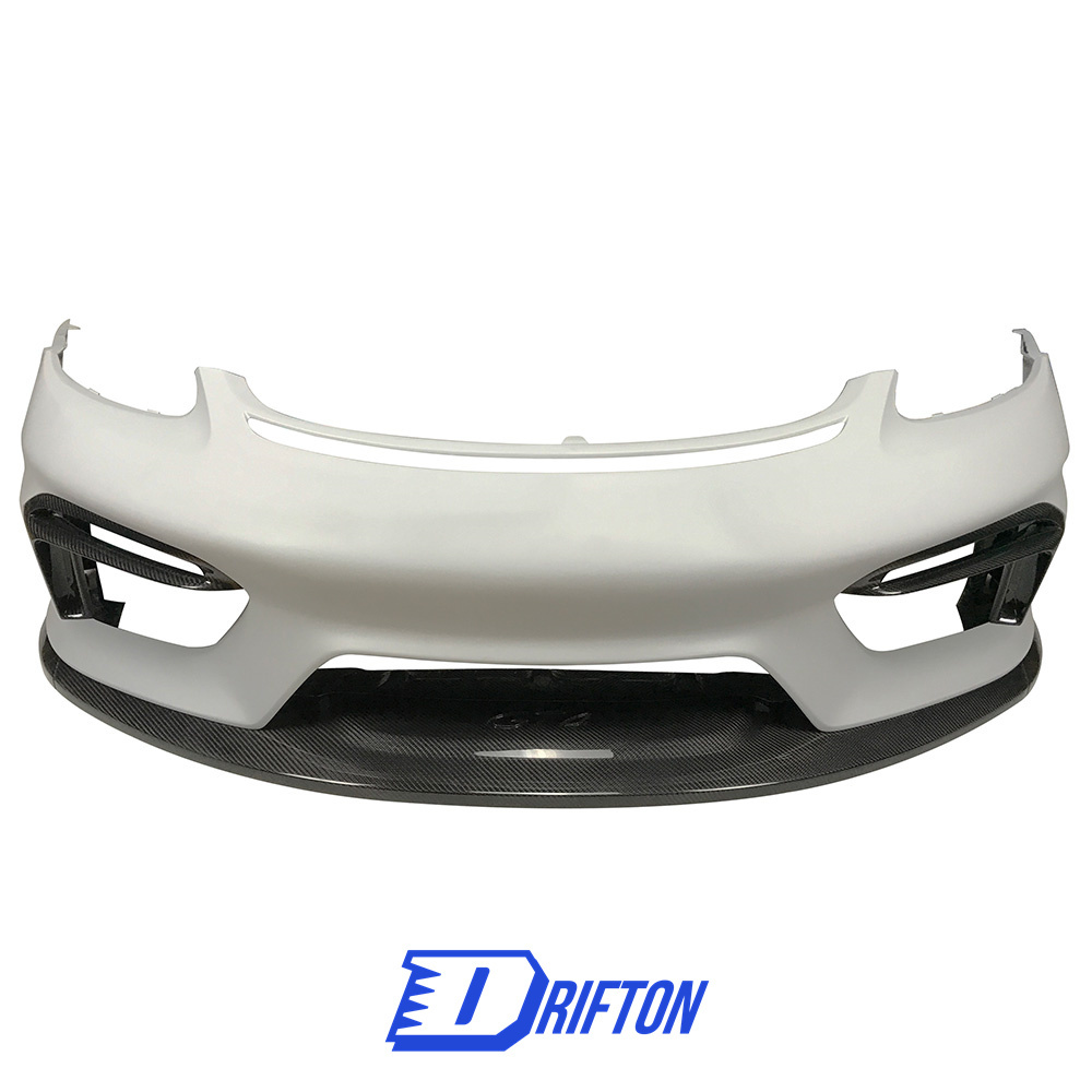 GT4 Style Half Dry Carbon Fiber Front Bumper For Porsche 718 Cayman Boxster 2016-2019