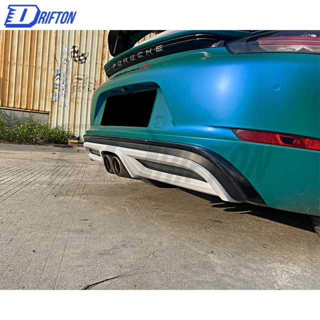 TechArt Style Carbon Fiber (Cfrp) Rear Diffuser Trim Cover For Porsche 718 Cayman Boxster 2016-2020
