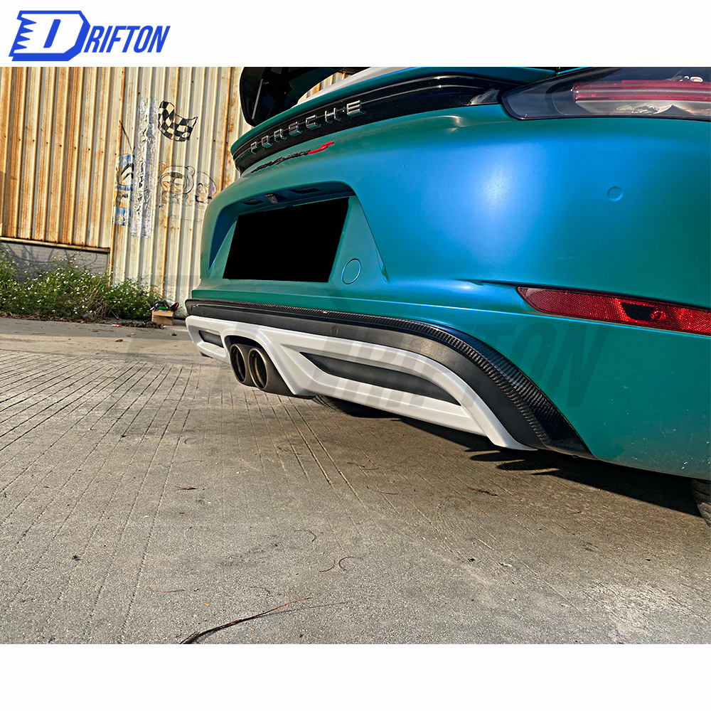 TechArt Style Carbon Fiber (Cfrp) Rear Diffuser For Porsche 718 Cayman Boxster 2016-2020