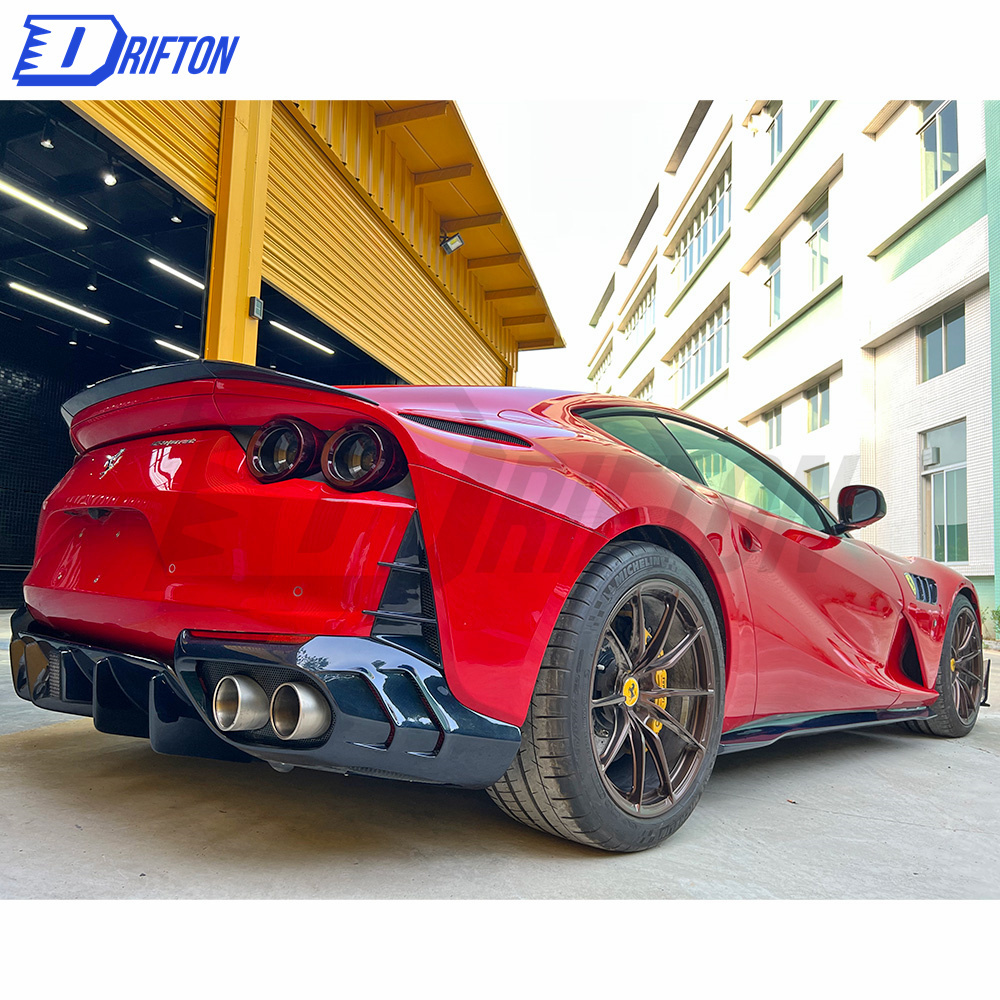 MS Type Dry Carbon Fiber Rear Bumper Extension & Diffuser For Ferrari 812 2017-2018