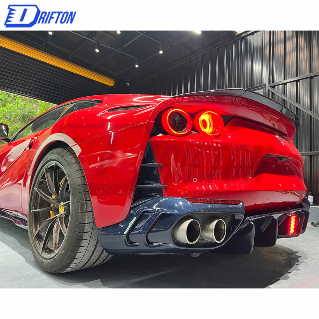 MS Type Dry Carbon Fiber Rear Bumper Extension & Diffuser For Ferrari 812 2017-2018