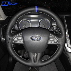 Carbon Fiber Steering Wheel Cover Trim For INFINITI Q50 2014-2017