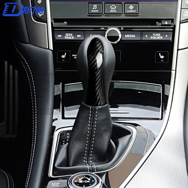 Dry Carbon Fiber Gear Shift Knob Trim For INFINITI Q50 2013-2017