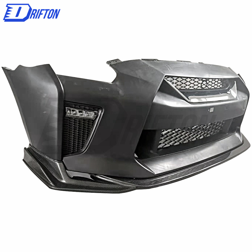 2017 Ver.-Style PP Front Bumper With TS Style Carbon Fiber Front Lip For Nissan R35 GTR 2017-2019