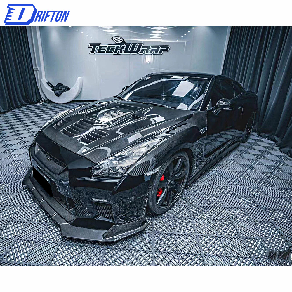 CMST V2 Style Half Carbon Fiber Front Lip (only for cmst front bumper ) For Nissan R35 GTR CMST FRONT BUMPER 2008-2016