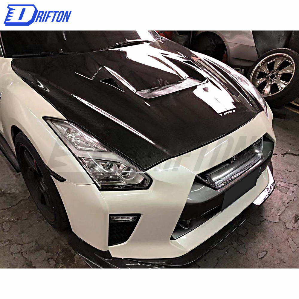 17Ver.Varis-Style Double Side Carbon Fiber Cooling Hood For Nissan R35 GTR 2017-2019