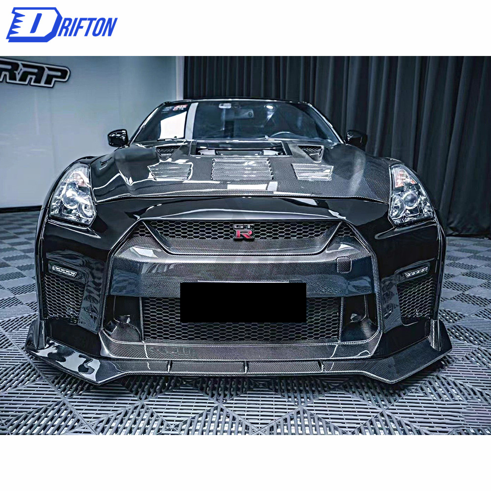 CMST V2 Style Half Carbon Fiber Front Lip (only for cmst front bumper ) For Nissan R35 GTR CMST FRONT BUMPER 2008-2016