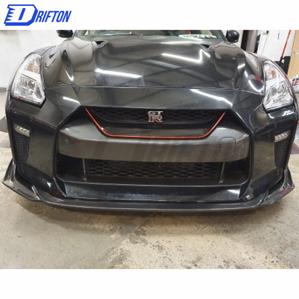 MY17 Style PP Front Bumper With Top Secret Style Carbon Fiber Front Lip For Nissan R35 GTR 2017-2019
