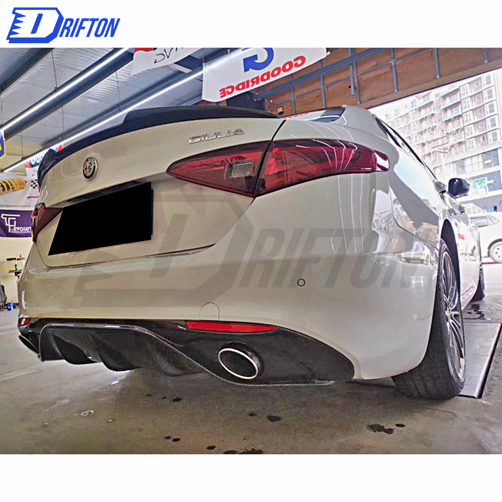 B Style Carbon Fiber Rear Diffuser For Alfa Romeo Giulia Base Ti 2016-2018