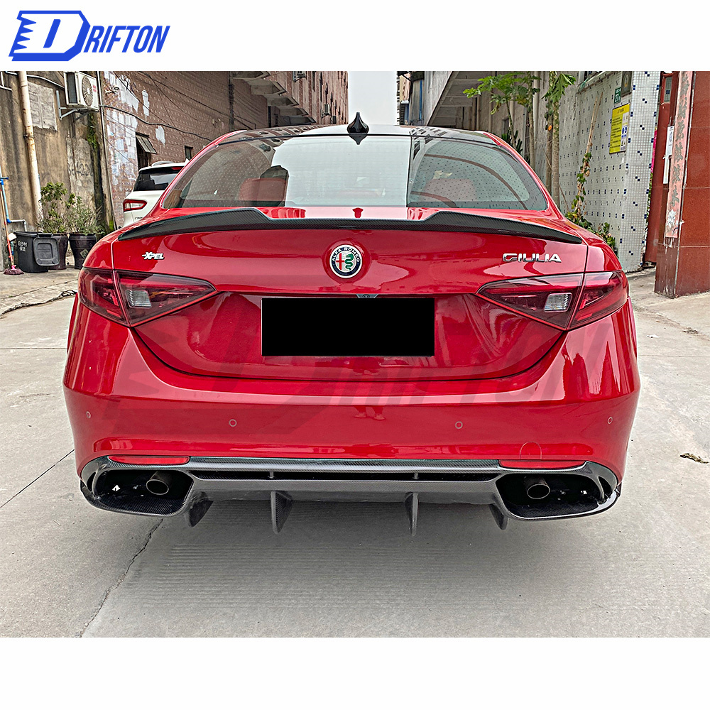 Quadrifoglio Style Carbon Fiber Rear Diffuser For Alfa Romeo Giulia Base Ti 2016-2018